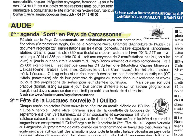 Artilce dans la LettreT sur le guide des Sorties automne hiver 2014-15