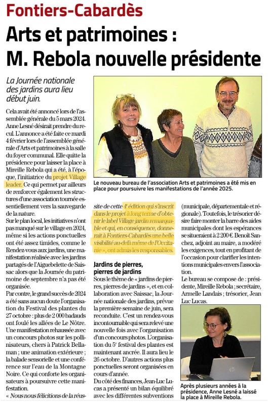 Article La dépêche Fontiers Cabardès