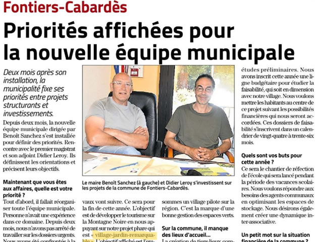 Priorités à Fontiers-Cabardès