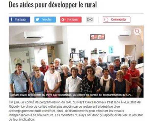 Aide pour developper le rural La Dépêche jul 2017