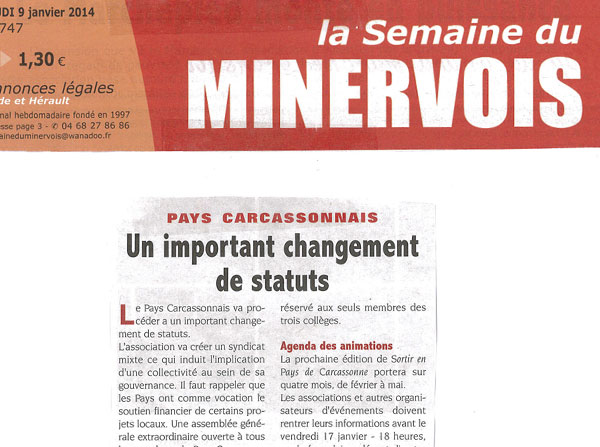 Article dans la Seaminde du Minervois