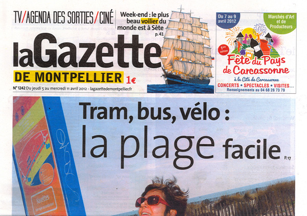 1ère de couverture sur "la Gazette de Montpellier