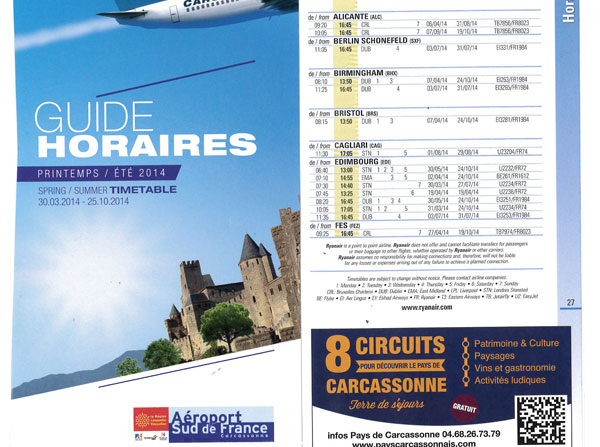 Publicité dans le guide de l'aéroport sur "le guide des 8 circuits"