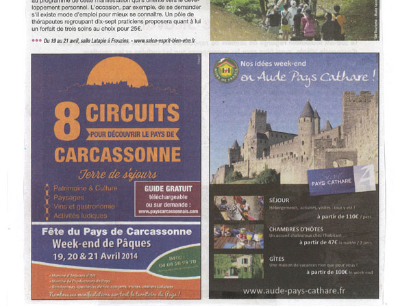 Pubs pour le guide des 8 circuits dans Direct Matin et La Depeche