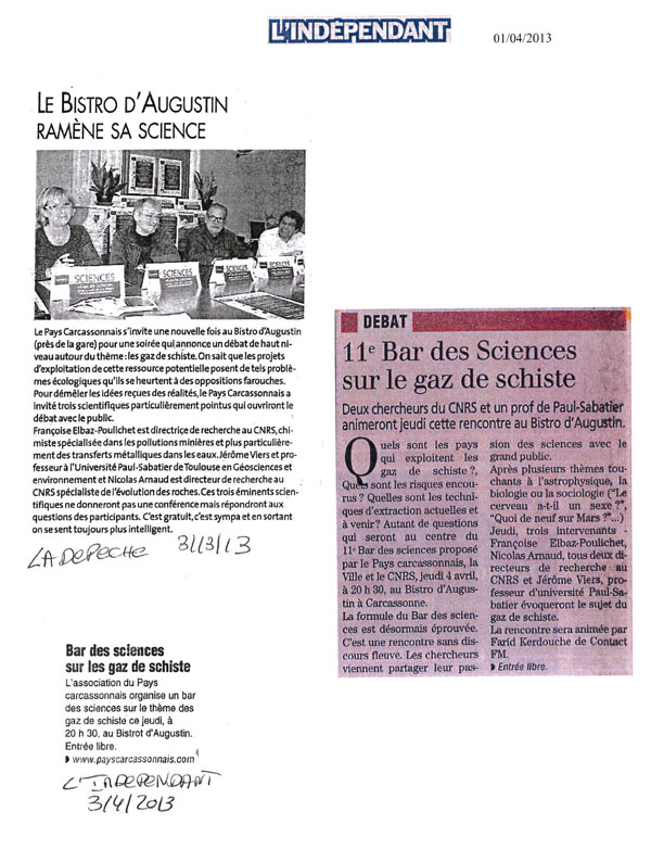 Articles sur le 11e bar des sciences